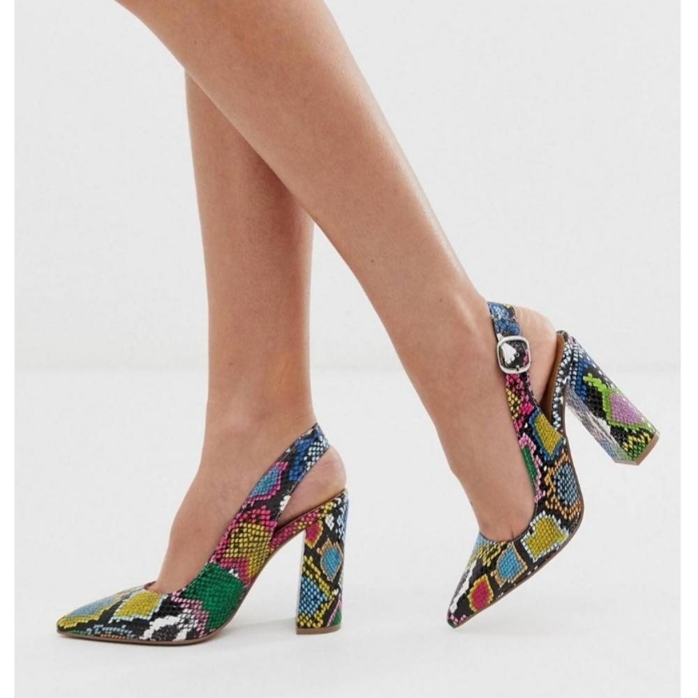 ASOS design Penley Slingback heels multi snake